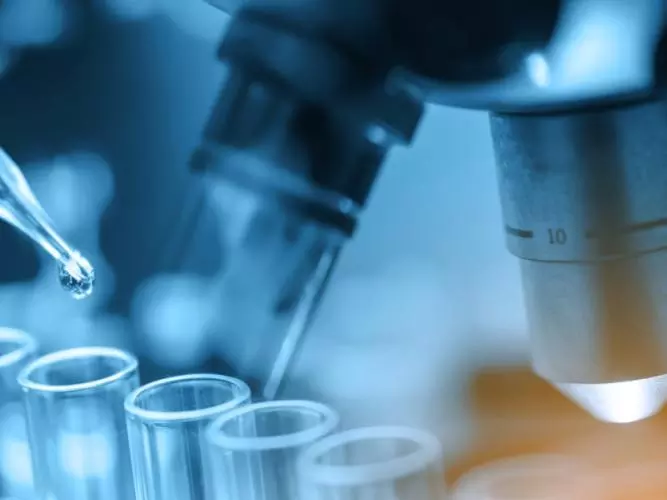 lab microscope and test tubes