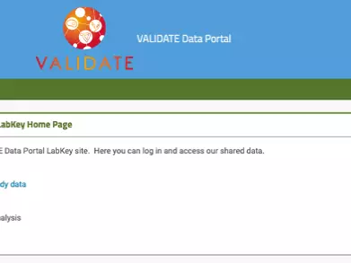 VALIDATE data portal catalogue page